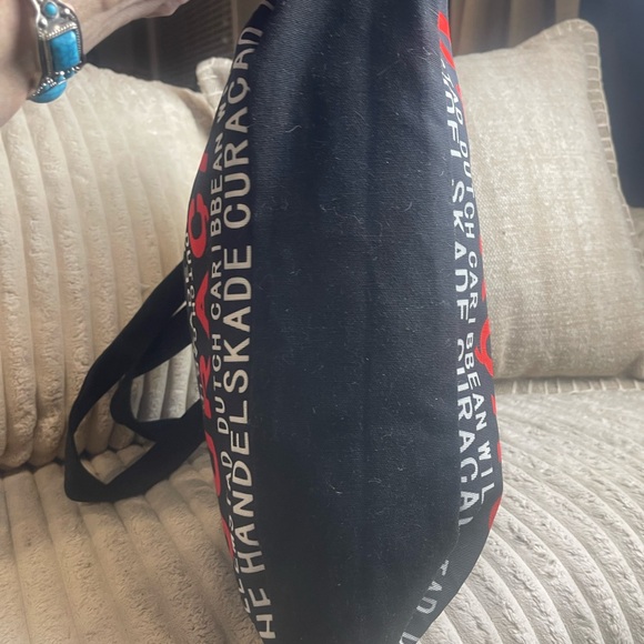 Curaçao Harbor Print Tote Bag — Blue and Brown - Picture 4 of 8